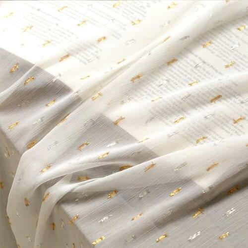 High quality Chiffon tissu Golden jacquard fabric Skirt clothes baby clothes cheongsam DIY patchwork