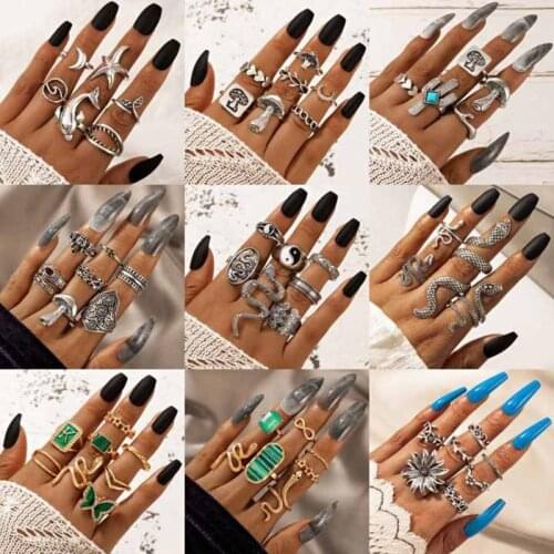 Boho Goth Punk Snake Rings Women Undefined Stacking Finger Rings Couple Gothic Schmuck Slytherin Jewelry Anxiety Chunky Gadgets