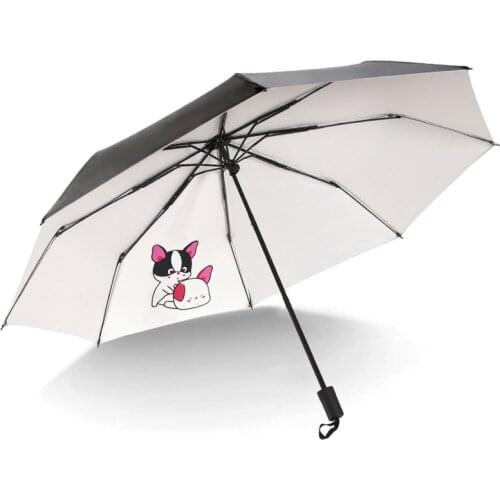 Animal Cartoon Sunny Umbrella Black Glue Sun Umbrella Parasol Small Fresh Child Student 3 Folding Umbrella