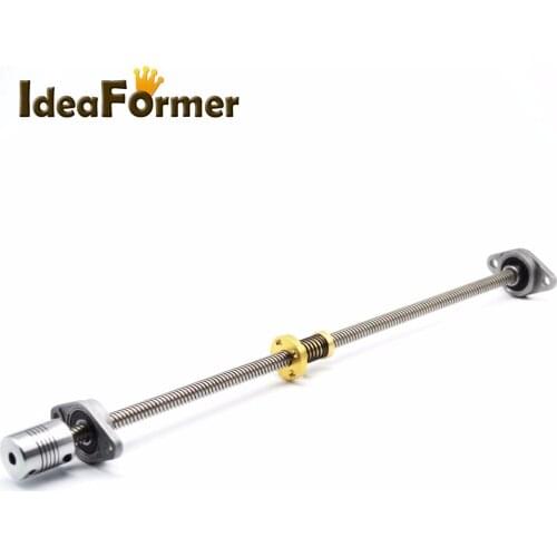 1 Set T8 Lead Screw Lead 8mm + Anti backlash Spring Loaded Nut + 2pcs KFL08 Bearings Bracket + 5 to 8mm Coupling for 3D Printer