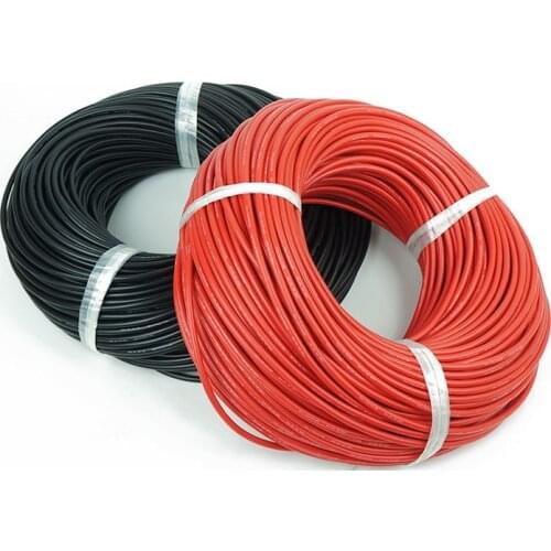 1meter Red+1metre Black Silicon Wire 6AWG 7AWG 8AWG 10AWG 12AWG 14AWG 16AWG 18AWG 22AWG Heatproof Soft Silicone Cable Silica Gel