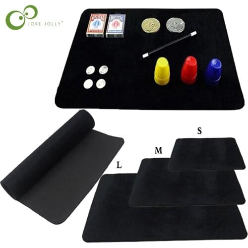1PC Black Professional Poker Card Deck Mat Magic Tricks Magician Props Coin illusion Magic Game Pad Board 3 Sizes ZXH