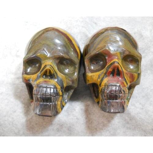 Natural Yellow Tiger Eye Stone Hand-Carved Skull Golden Tigers Eye Crystal Skull For Healing Gift Art Crafts Decorate Feng Shui