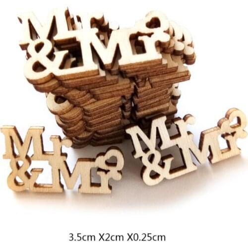 20Pcs Wooden Mr & Mrs Table Confetti Scatter Slices Vintage Rustic Wedding Party Decor Craft Scrapbook Embellishment Decor F1CC