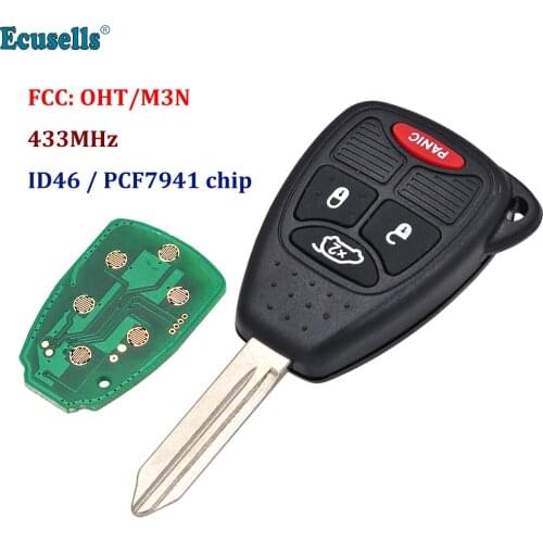3+1Button Smart Remote Key Fob With ID46 PCF7941 Chip 433Mhz for Chrysler 300C Sebring PT Cruiser OHT M3N CY22 Blade