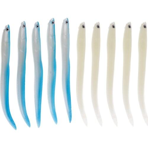 5pcs Soft Fishing Baits Plastic Lifelike 3D Eyes Eel Simulated Lures Hooks For Fishing Sea Wobblers Artificial Lures