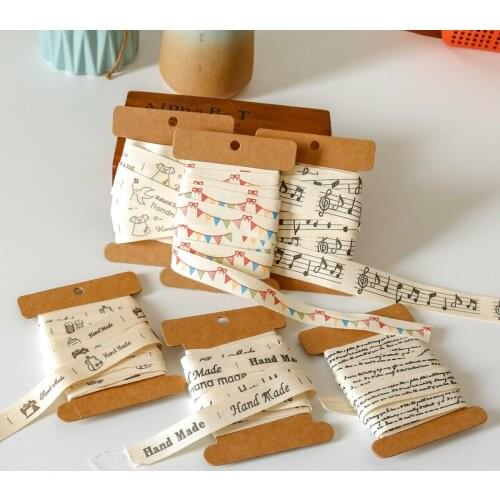 5Yards 15mm Cotton Ribbons For Wedding Party Decoration Handmade Gift Wrap Ribbon DIY Christmas Ribbon Sewing Fabric With Board