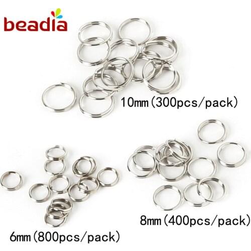 800-300pcs/lot Dia 6/8/10mm Rhodium Plated Iron Double Loops Open Jump Rings&Split Rings For Jewelry Findings DIY Connectors