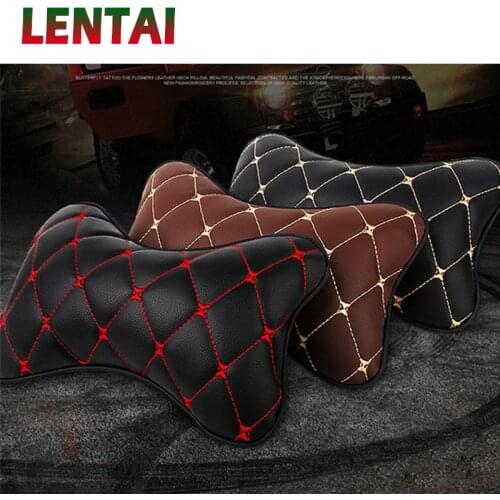 LENTAI For Renault megane 2 3 duster captur clio 4 Seat leon ibiza Audi a3 a4 b6 b8 a6 NEW 1Pc Car neck pillow Leather Headrest