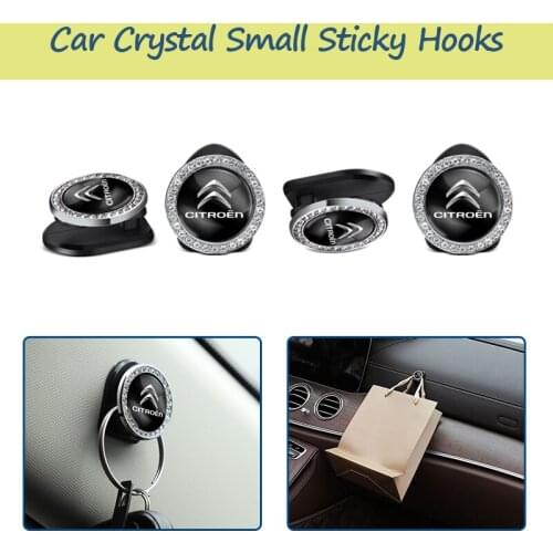 ABS Car Small Crystal Hook Trim Stickers Storage For Citroen C1 C2 C3 C4 C5 C6 C8 C4L Celysee Vts Picasso Cactus Aircross Xsara