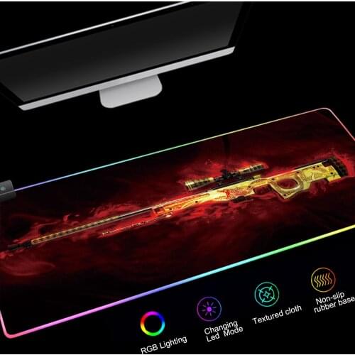 RGB Large Mouse Pad CSGO Gaming Mouse Pad Rubber CS GO Gamer Computer Mousepad AWP Led Backlight Carpet XXL Keyboard Desk Mats