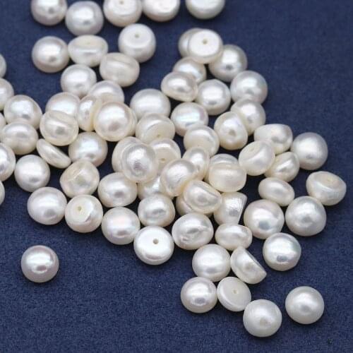 7-8mm Natural Freshwater Pearls Beads Half Drilled Hole Loose Beads For DIY Jewelry Making Earrings Craft Accessories 10PCS