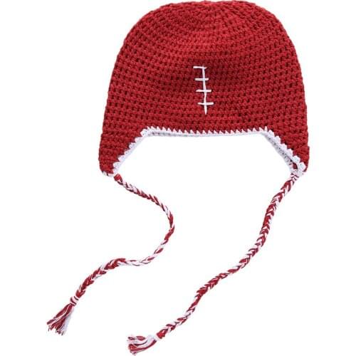 Children Headware Red and White Knitted Hat Beanie Earflap for Kids Toddler Baby Boy Girl Size 0 1 3 5 Years Old