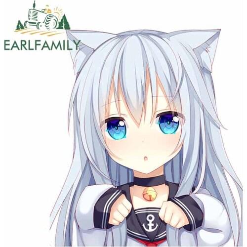 EARLFAMILY 13cm x 11.4cm For Cartoon Girl Personality Car Stickers Sunscreen Decal Scratch-Proof Vinyl Material Car Accessories