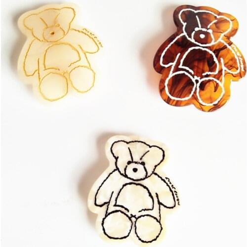 HZ 2019 New Japan Lovely Acetate Bear Metal Hair Pins Hair Clip Cute Animal Hair Accessories for Women Girls Kids Gifts