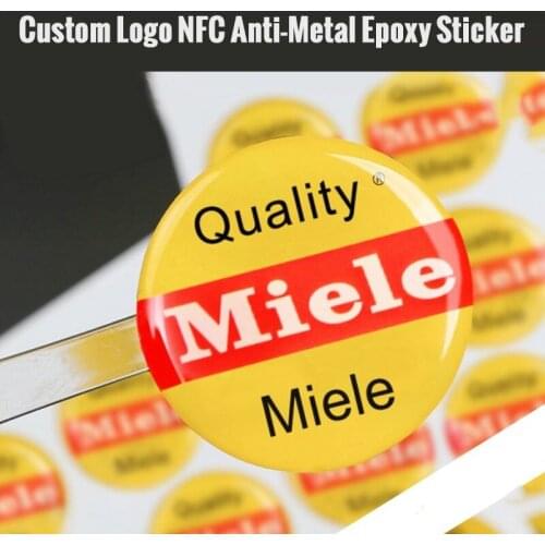 Customized Logo Printing NTAG213 NTAG215 NTAG216 Anti-Metal Epoxy Label Sticker 13.56MHz 14443A Protocol