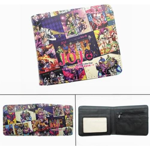 Anime JoJos Bizarre Adventure PU Wallet leather Boys Coin Pocket Short Bifold Photo Card Holder Layers Cartoon print Purse Gift
