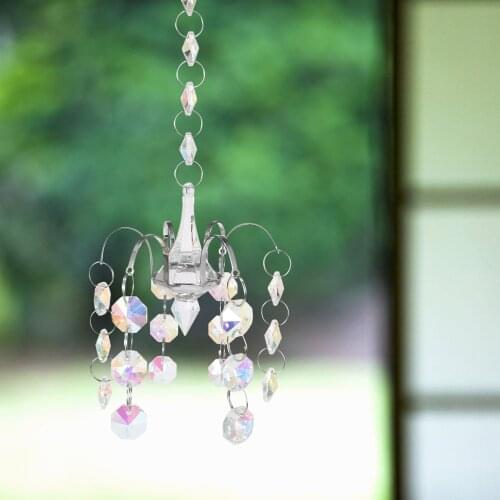 62cm Crystals Horse Eye Prisms Suncatcher Hanging Ornament Rainbow Maker Hanger for Home Garden Decoration can CSV