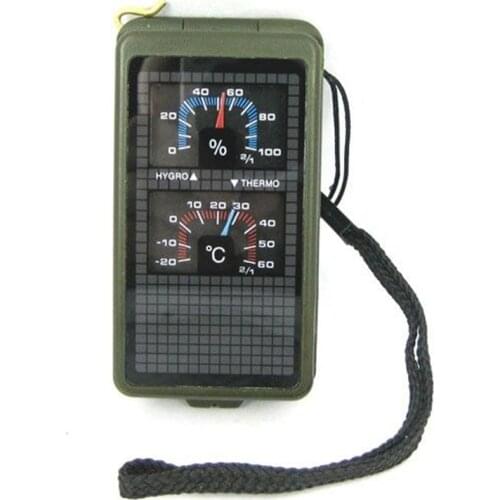 10 In 1 Multifunctional Hygrometer Thermometer Compass Outside Tool Flashlight Survival Multi Hiking For Camping Whistle Bo L8U6