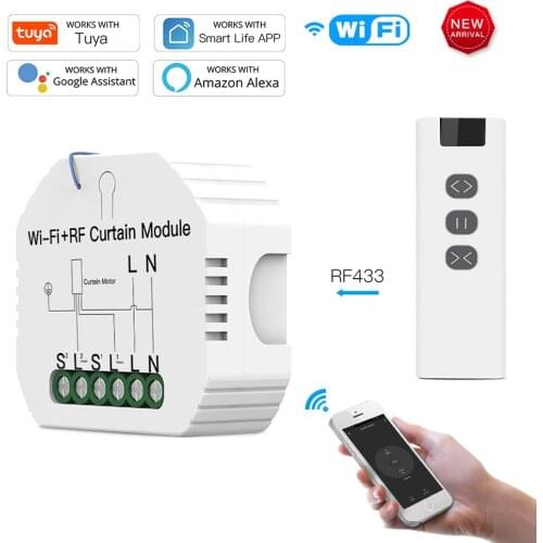 WiFi DIY RF433 Smart Curtain Switch Module for Electric Motorized Roller Blinds Shutter Motor,Smart Life/Tuya APP Remote Control