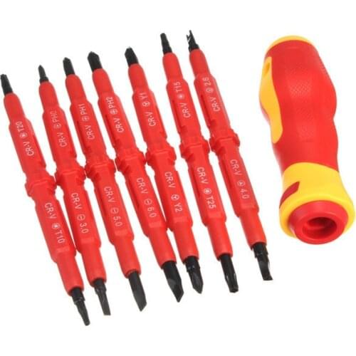 8PCS VDE Electricians Screwdriver Set Tool Electrical Fully Insulated High Voltage Multi Screw Head Type