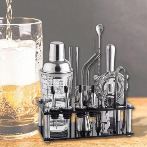 17Pcs/Set Cocktail Shaker Set Eco-friendly Rust-proof Stainless Steel Wine Shaker Bartender Kit For Bartender Drink Party Bar