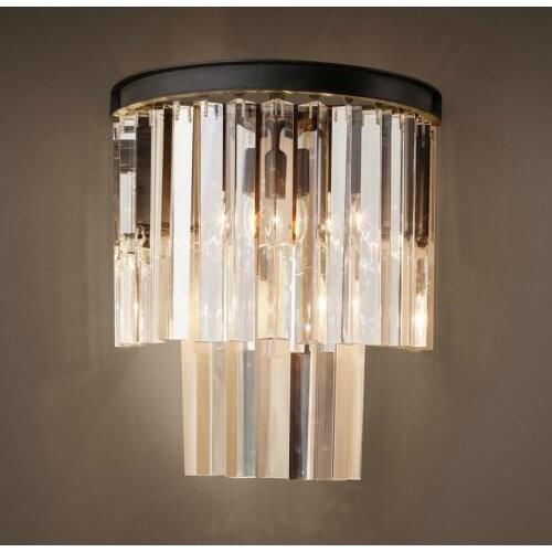 Wall lamp K9 crystal lamp American retro Villa Club art wall lamp living room bedside lamp