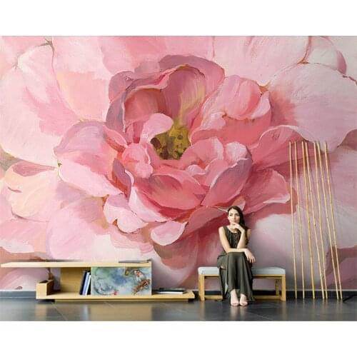 Beibehang Nordic hand painted rose flower wallpaper living room TV background children background wallpaper home decoration