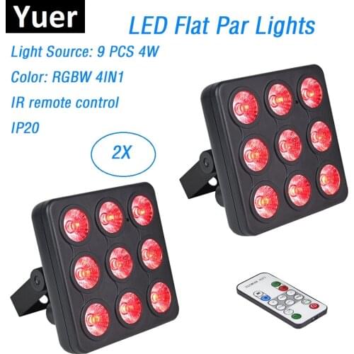 LED Flat Par 9X4W RGBW LED Stage Light DMX Par Lights IR Remote Control For Disco DJ Projector Machine Party XMAS Decorations