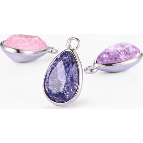 Pipatian Ice Flower Pendant Sparkling Teardrop Crystal Rhinestone Ins Hot Necklace Accessory Diy Crafts Handmade Jewelry