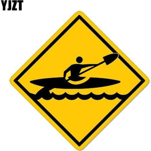 YJZT 12.7CM*12.7CM Kayak Crossing Kayaking PVC Motorcycle Car Sticker 11-00358