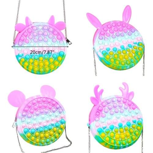 Cute Bag Fidget Toys Reliver Stress Toy Rainbow Push Bubble Simple Dimmer Antistress Toy Children Sensory Game Toy Backpack
