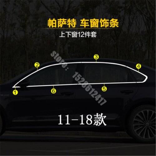 Car Styling Stainless Steel Door Window Trims window trim cover for Volkswagen Passat B7 2011-2018