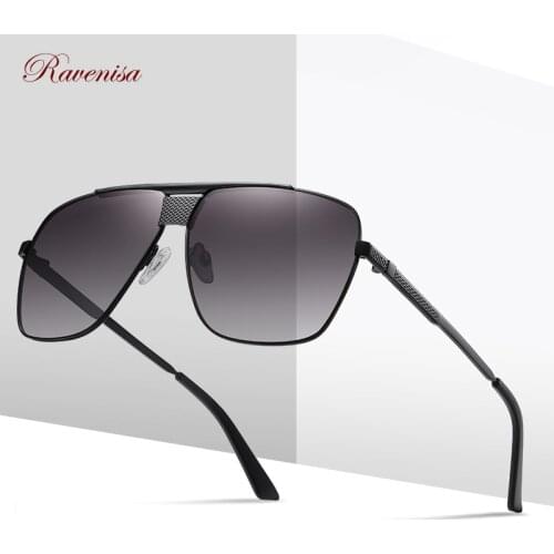 RAVENISA Vintage Sunglasses Winter Ppolarized Sun Glasses For Men Women Fashion Black Metal Eyewear Pliot Square Goggle