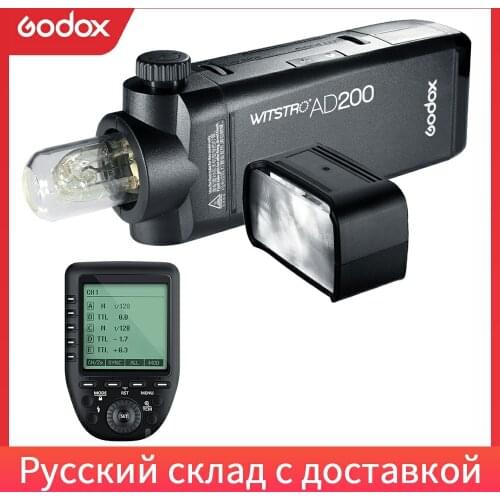 Godox AD200 200Ws TTL GN60 High Speed Sync Pocket Flash + Godox Xpro-C/N/F Transmitter for Canon Nikon Fujifilm Camera