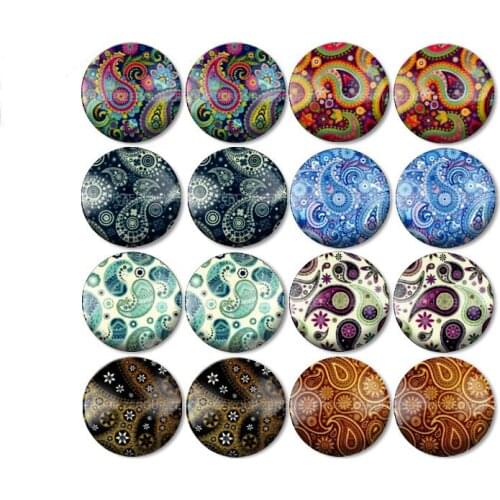 ZEROUP 16pcs Round Glass Cabochon Decorative Pictures Mixed Pattern Fit Base Earring Setting for Jewelry Flatback TP-121-ER-16-6