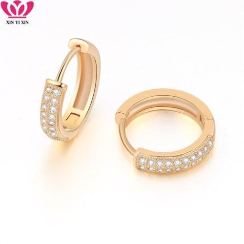 Gold Color Cubic Zirconia Hoop Earrings Fashion Style Ladies Earring for Women Luxury Party Wedding Jewelry Gifts Christmas Love