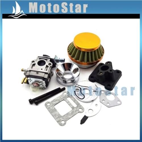 Gold Racing Carburetor Air Filter Throttle Cable Intake For 47cc 49cc Mini Moto ATV Quad Pocket Bike