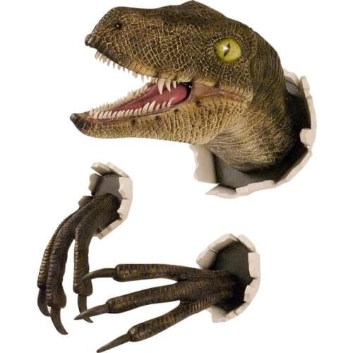 Easy Carry 1 Set Ornamental Vivid Exquisite Dinosaur Animal Statue Sculpture Emulsion Wall Sculpture Decorative for Home