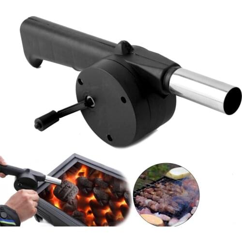1-piece Outdoor Barbecue Small Manual Blower Portable Outdoor Barbecue Fire Bellows Picnic Camp Detachable Crank Tool