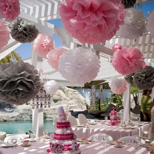 10pcs (8") 20cm Tissue Paper Pom Poms Flower Pom-Poms Paper Flower Ball-Pick Your Colors Wedding Birthday Party decoration Craft