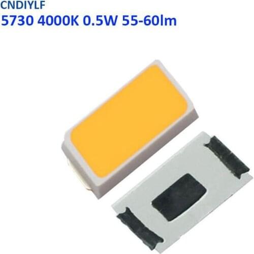 100pcs SMD LED Chip 5730 5630 Warm White 3000K4000K 0.5W Ultra Bright Surface 0.5W Mount SMT Beads LED Light Emitting Diode Lamp