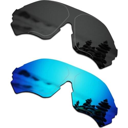SmartVLT 2 Pieces Polarized Sunglasses Replacement Lenses for Oakley EVZero Range Stealth Black and Ice Blue