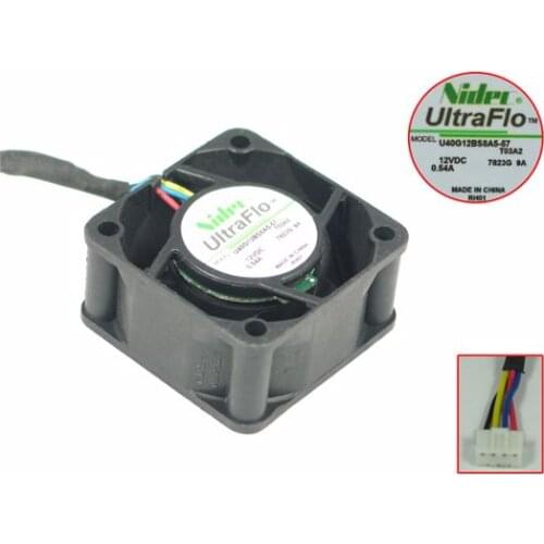 Nidec U40G12BS8A5-57 T03A2 DC 12V 0.54A 40x40x20mm 4-wire Server Cooling Fan