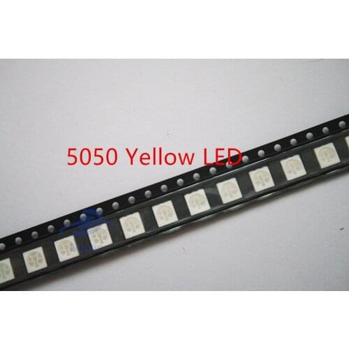4000pcs/lot Free Shipping SMD 5050 yellow smd LED Diode1.8-2.4V Wholesale 585-590nm 5.0*5.0*1.5MM 0.2W 60MA