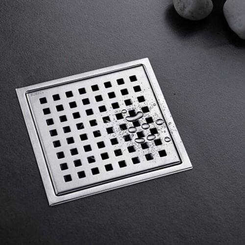 6-inch SUS304 Stainless Steel Square Shower Floor Drain with Tile Insert Grate Removable Multipurpose Invisible Look Flat Cover