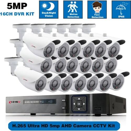 8 Channel DVR Security System Kit 5MP 16CH CCTV Monitoring Cameras System Outdoor Waterproof Bullet Security Surveillance Set