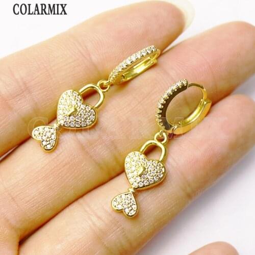 8 Pairs Fashion Zirconia Lock shape earrings Lock earrings Women jewelry earrings women earrings Women jewelry gift 8257