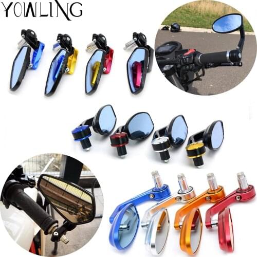 Black ABS Plastic+Aluminum Motorcycle Accessories 3' Round 7/8' Handle Bar End Side Mirrors Rearview Mirrors For Honda