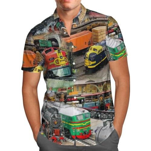 Color Train 3D Beach Breathable Hawaii Summer 2021 Shirt Short Sleeve Shirt Streetwear Oversized Chemise Hombre Blusa Masculina